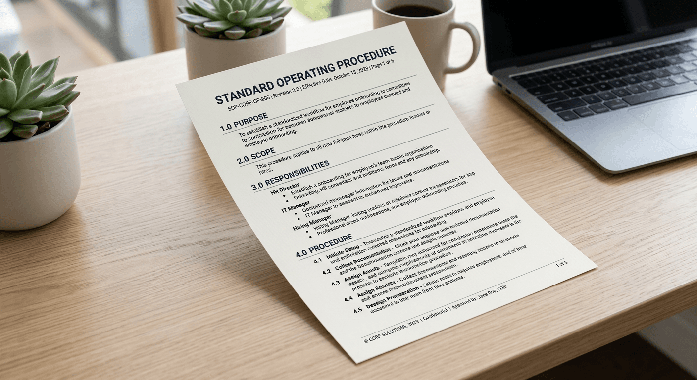A structured operating procedure document.